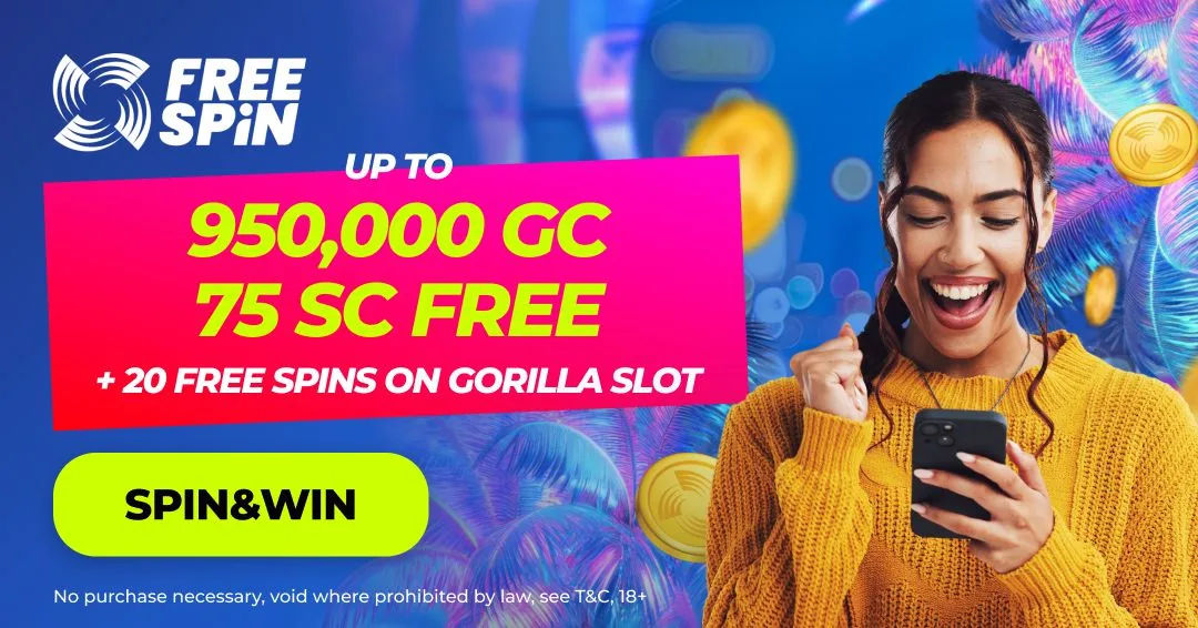 Free Spin Casino welcome offer — 950,000 GC and 75 SC for Florida players